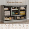 TV Stands for Living Room, Television Stands with Large 4 Drawers & Bar Handles, Farmhouse Wood Entertainment Center with Sliding Barn Doors - 3 of 4