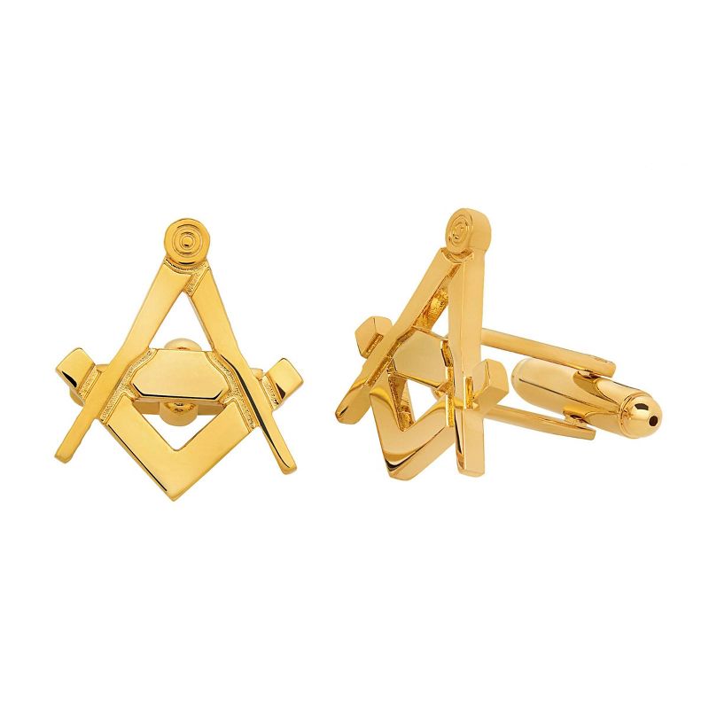 West Coast Jewelry Men&#39;s High Polished Masonic Cuff Links - Gold, 1 of 4