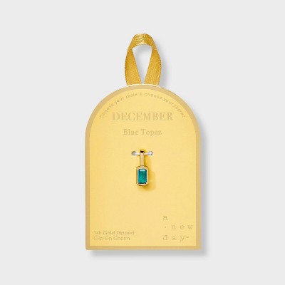 14K Gold Dipped Rectangle Birthstone Charm - A New Day™