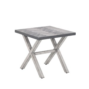 COWLOWN Modern Aluminum Outdoor Side Table, Weather-Resistant Square Patio End Table with Resin Top, Rust-Proof for Yard, Garden, Balcony, Poolside - 1 of 4