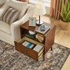 BEAFUP Mid Century Fluted Nightstand with Charging Station USB Ports & Outlet Hole & 4 Wood Legs, Farmhouse Table with Open Space and Drawer, Walnut - 2 of 4