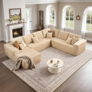 XIZZI Modular Sectional Sofa Couch, L/U-Shape Upholstered Couch, Modern Minimalist Couches for Living Room, Free Combination Deep Seat Corner Couch - 1 of 4