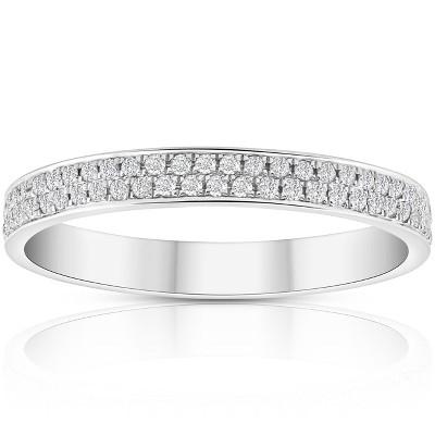 Pompeii3 Change to Size 6.5. 1/2Ct Pave Double Row Eternity Ring 18k White Gold
