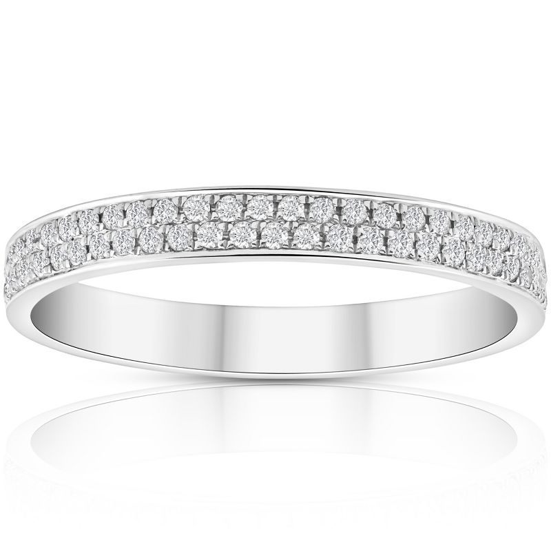 Pompeii3 Change to Size 6.5. 1/2Ct Pave Double Row Eternity Ring 18k White Gold, 1 of 5