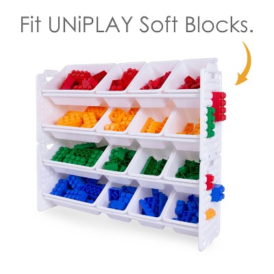 White Stackable Toy Organizer with 16 Removable Bins