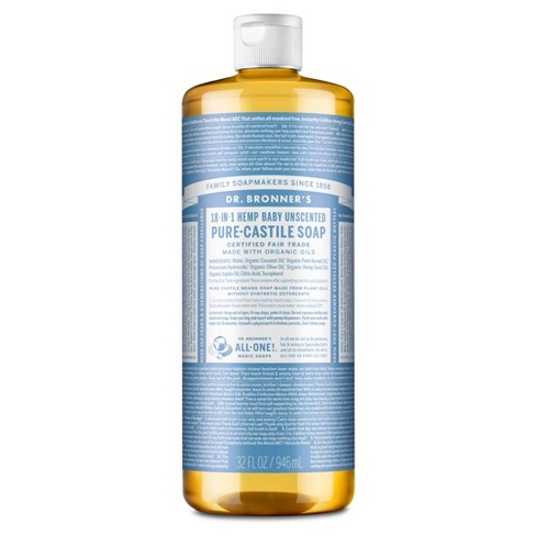 Dr. Bronner's 18-In-1 Hemp Baby Pure Castile Liquid Soap - Unscented - 32 fl oz - image 1 of 4