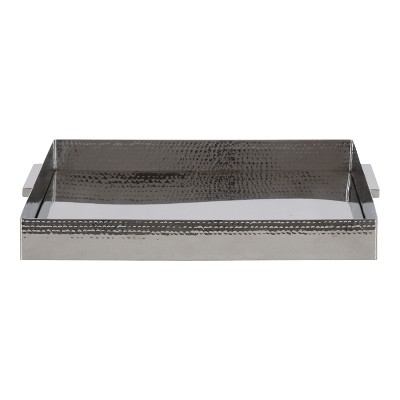 Samana Silver Hammered Stainless Steel Rectangular Tray