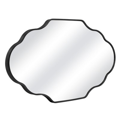 Beautyolove 24 in. W x 36 in. H Scalloped Black Aluminum Alloy Framed Wall Mirror Irregular Decorative Wall Mirror