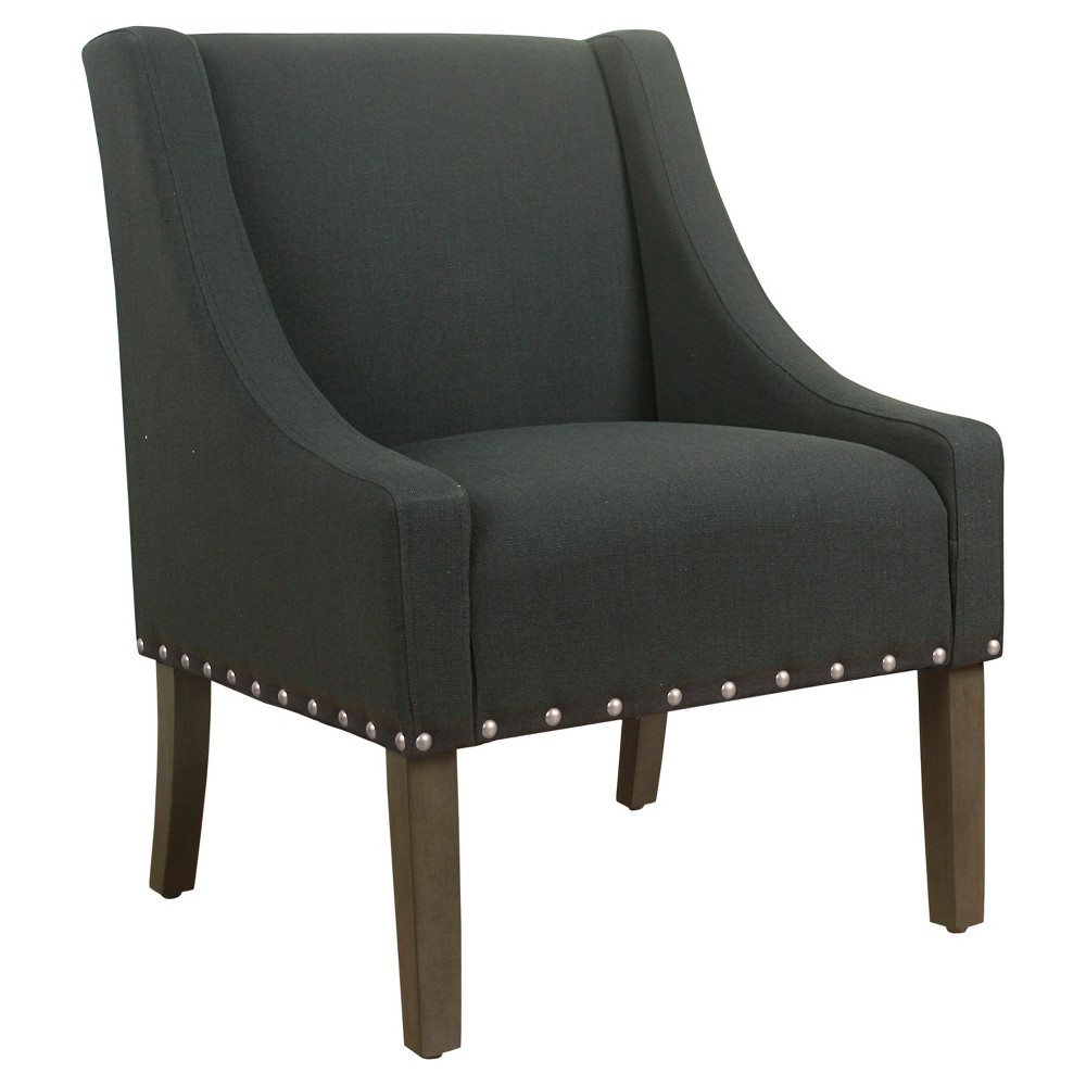Modern Swoop Accent Chair with Nailhead Trim Rich Charcoal - HomePop was $199.99 now $149.99 (25.0% off)