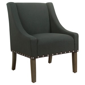 Modern Swoop Accent Chair with Nailhead Trim Rich Charcoal - HomePop , Rich Grey