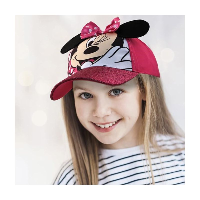 Disney Minnie Mouse Girls Baseball Cap, 3D Ears Glitter Rim (Toddler/Little Girl), 2 of 3