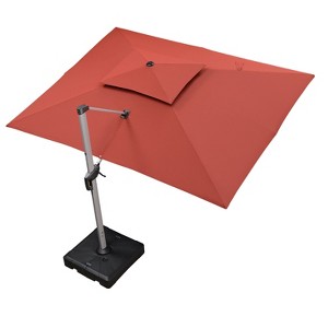 PURPLE LEAF Patio Outdoor Cantilever Umbrella with Heavy Duty Base Large Rectangle Umbrella Windproof Offset Umbrella for Garden Deck Pool - 1 of 4
