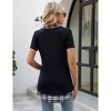 BLUEMING Womens Summer T-Shirts V Neck Faux Layering Shirts Color Block Polo Shirts Plaid Teacher Shirts - 2 of 4
