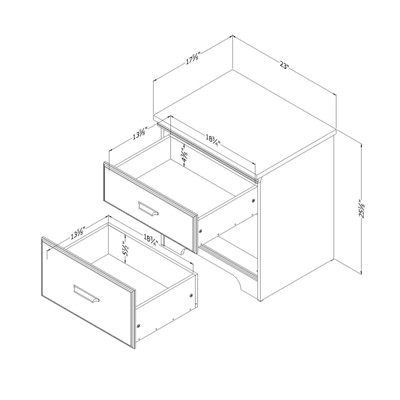 Gray Maple 2-Drawer Traditional Nightstand