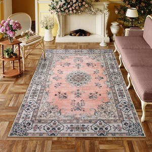 Lahome Loop Border Gradient Style Short Pile Velvet Rectangular Indoor Area Rug - 1 of 4