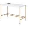 CAVINAS Home Office Desk Modern Writing Desk with Sockets and Gold Metal Legs for Study - 2 of 4