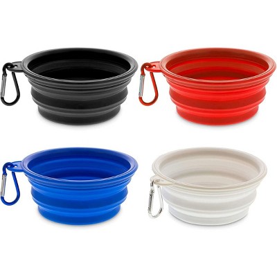 Zodaca 4 Pack Silicone Dog Bowls, Collapsible Pet Dishes (4 Colors, 12 oz)