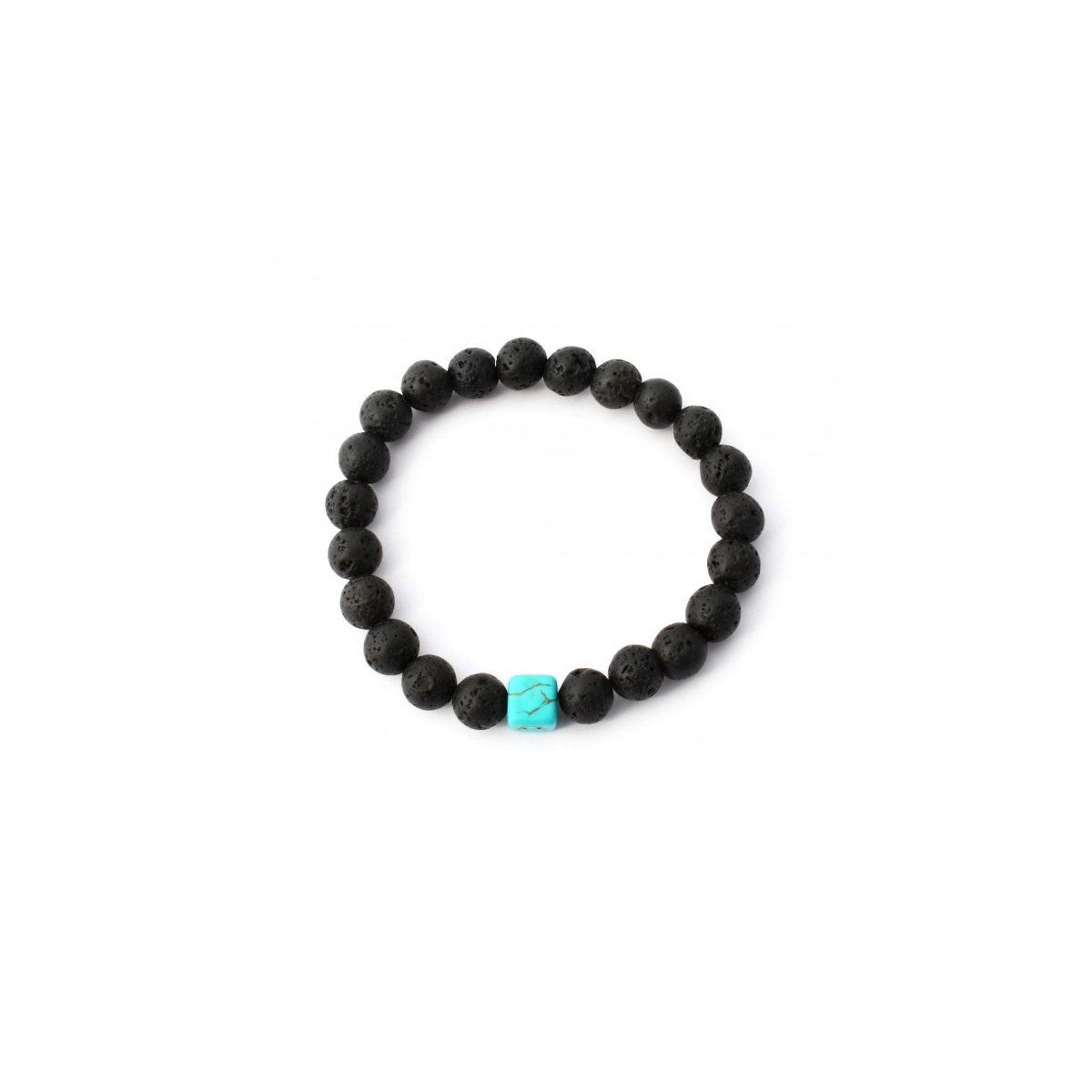 Plantlife Aromatherapy Bracelet - Turquoise Square Stretch, Lava Rock & Natural Stone Jewelry for Essential Oil Diffusion & Wellness
