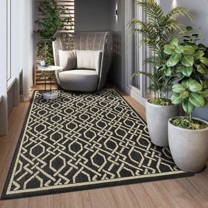 Outdoor Rug Modern Geometric Waterproof Patio Carpet Stain-Resistant Lightweight Non-Shedding Low Pile Floor Cover for Balcony RV - 1 of 4