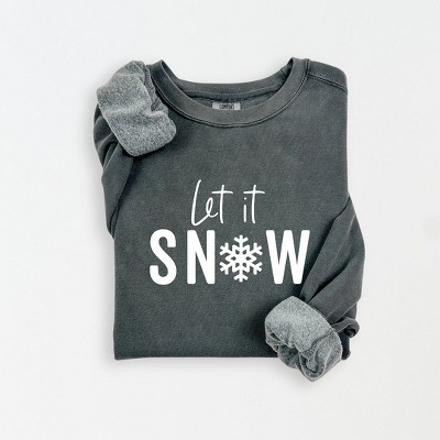Simply Sage Market Women's Lightweight Garment Dyed Graphic Sweatshirt Let It Snow