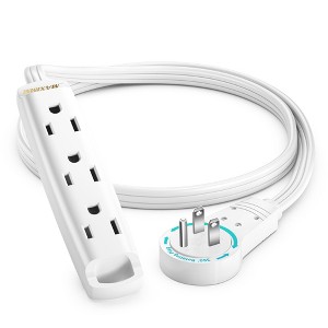 360 Degree Rotating Flat Extension Cord, 3-Outlet 1-Sided, 16 AWG - 1 of 4
