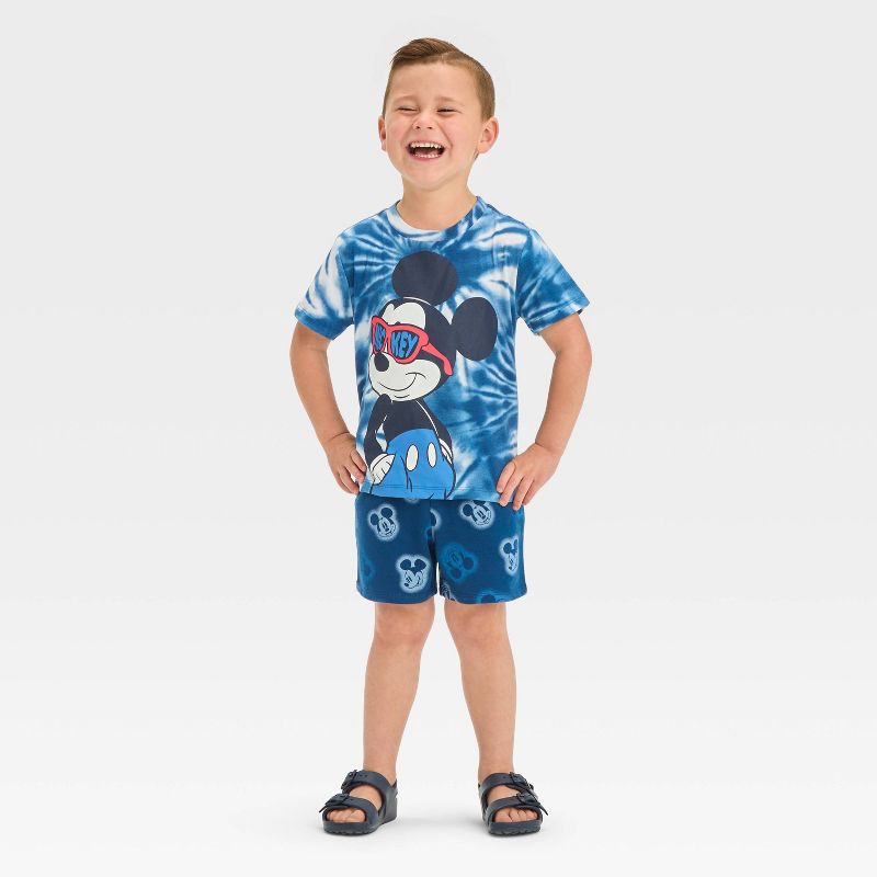 Toddler Boys' Disney Top and Bottom Shorts Set - Navy Blue/White, 1 of 5