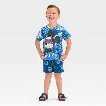 Toddler Boys' Disney Top and Bottom Shorts Set - Navy Blue/White