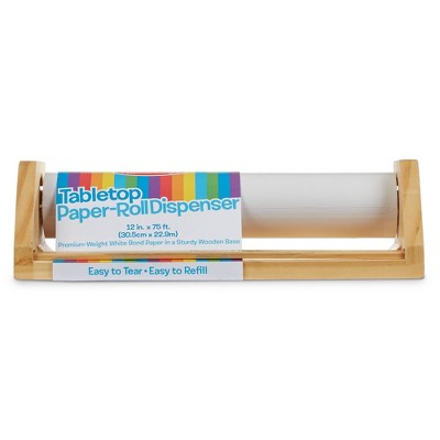 Melissa & Doug Wooden Tabletop Paper Roll Dispenser With White Bond Paper  (12 Inches X 75 Feet) : Target