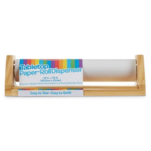 Melissa & Doug Wooden Tabletop Paper Roll Dispenser With White Bond Paper  (12 Inches X 75 Feet) : Target
