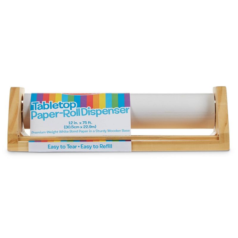 Melissa &#38; Doug Wooden Tabletop Paper Roll Dispenser With White Bond Paper (12 inches x 75 feet), 1 of 10