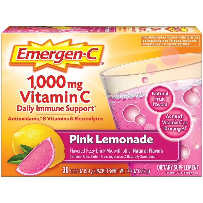 Emergen-C Vitamin C Drink Mix - Pink Lemonade - 0.33oz/30pk, 1 of 10