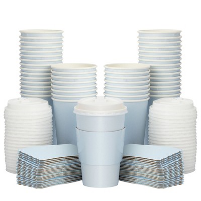 48 Pack Pastel Insulted Disposable Coffee Cups with Lids, 16 oz