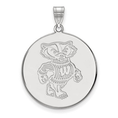 Black Bow Jewelry 14k White Gold Wisconsin Badgers NCAA Extra Large Pendant