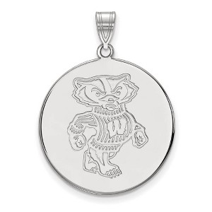 Black Bow Jewelry 14k White Gold Wisconsin Badgers NCAA Extra Large Pendant - 1 of 3