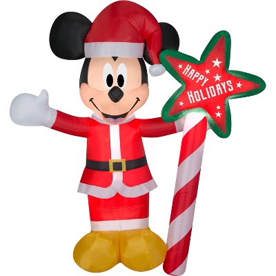 Gemmy Christmas Airblown Inflatable Mickey Mouse with "Happy Holidays" Sign, 7 ft Tall