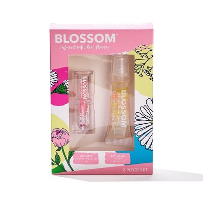 Blossom Sunset Shimmering Lip Balm & Mango Tube Lip Gloss Set - 2pc - 2.3oz