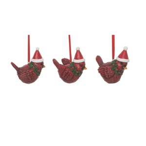 Transpac Resin Cardinal Ornament Set of 3 Christmas Home Decorations - 1 of 1