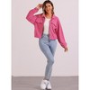 Allegra K Women's Stand Collar Long Sleeve Casual Crop Fuzzy Short Jacket - 4 of 4