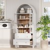 71" Tall Arched Kitchen Pantry Cabinet,Wood Storage with Glass Doors and Adjustable Shelves,MDF Pantry Cabinet for Dining Room-Cuddlewood - 2 of 4