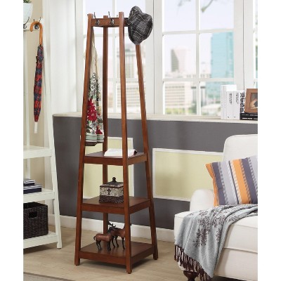 HDZNVF Coat Rack 3-Tier Storage Shelves in Espresso Finish