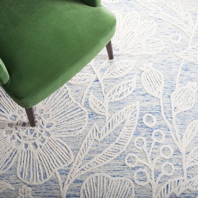 Hand-Tufted Floral Elegance Blue/Ivory Wool Area Rug - 3' x 5'