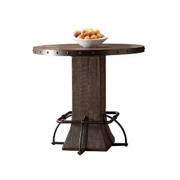 Jennings Round Counter Height Dining Table Wood/Metal Distressed Walnut Finished Wood/Brown Metal - Hillsdale Furniture