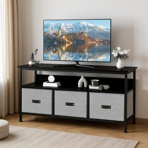 Modern TV Stand for TVs up to 55", TV Stand Dresser with 3 Fabric Drawer, Entertainment Center with Open Shelf - 1 of 4