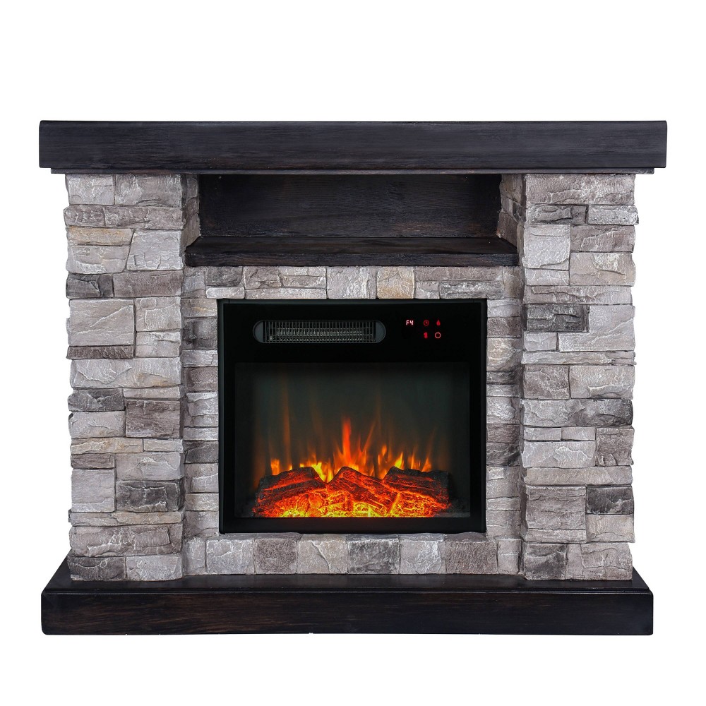 Photos - Electric Fireplace 39" Freestanding  Gray - Home Essentials