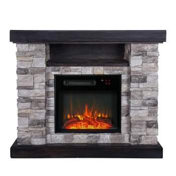 39" Freestanding Electric Fireplace Gray - Home Essentials