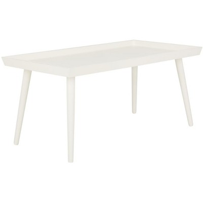 Urban Transitional 42'' Rectangular White Wood Coffee Table with Tray