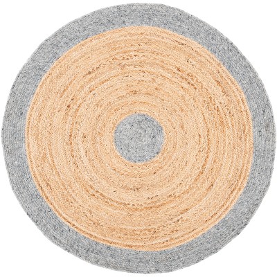 Safavieh Braided Collection BRD904G Hand-Woven Border Wool and Cotton Area  Rug, 4' Round, Grey/Ivory : : Home