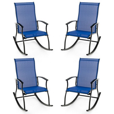 Tangkula Set of 4 Outdoor Rocking Chair Patio Rocker w/ Breathable Fabric