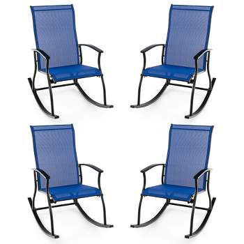 Tangkula Set of 4 Outdoor Rocking Chair Patio Rocker w/ Breathable Fabric