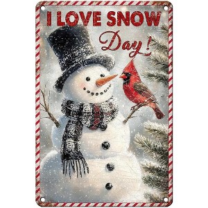Lomsoe Vintage Snowman Metal Sign I Love Snow Day Retro Christmas Winter Tin Signs Wall Decor Christmas Decor Christmas Gift 8x12Inch - 1 of 1